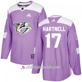 Män Ishockey Nashville Predators Tröja Scott Hartnell 17 Adidas 2017-2018 Lila Fights Cancer Practice Authentic